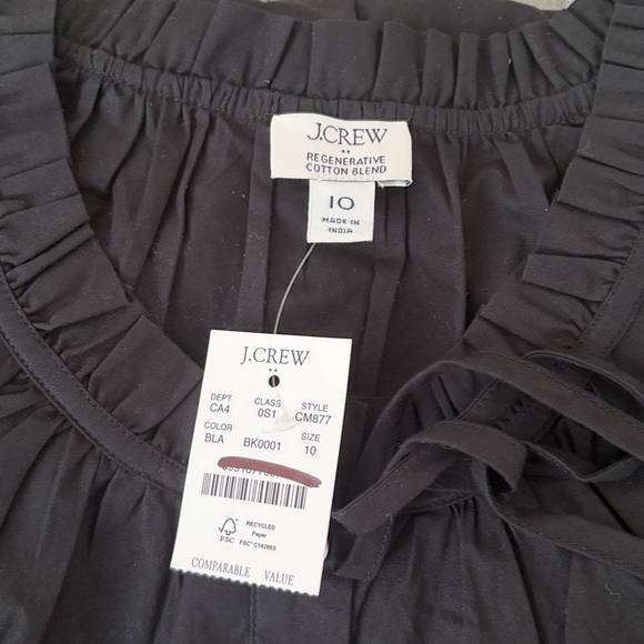 NWT J Crew Ruffle tie-neck Sleeveless Black mini dress A-line button front size - Picture 8 of 13